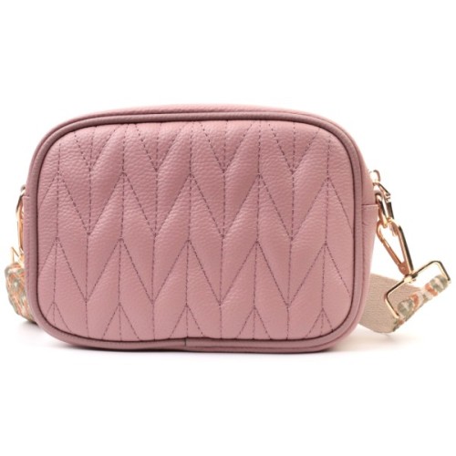 Сумка Vintage Стьобана жіноча з натуральної шкіри Рожева (22614)