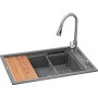 Мийка кухонна GRANADO Basic Estella grafito (+ змішувач Campo LUX inox + дозатор Redondo inox + кошик (ksg0109)
