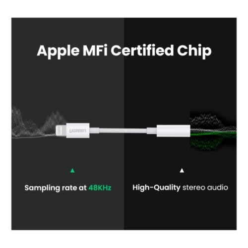 Перехідник Lightning to 3.5 mm 0.1m Headphone Jack Adapter Model US212 white Ugreen (30759)