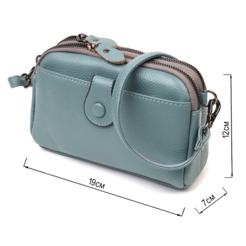 Сумка Vintage З натуральної шкіри Сіро-блакитна (22087)