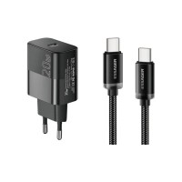 Зарядний пристрій Essager USB-C PD20W + cable USB-C to USB-C 60W black (E20JSB1-SYTT1-T)