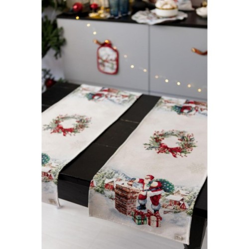 Доріжка на стіл Прованс гобеленова з велюром Снігова зима 35х100 см (036438)