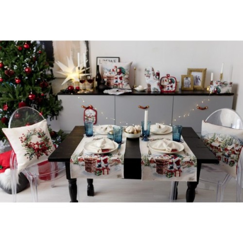 Доріжка на стіл Прованс гобеленова з велюром Снігова зима 35х100 см (036438)