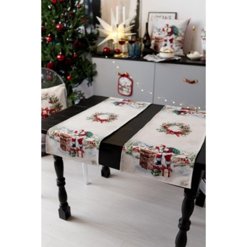 Доріжка на стіл Прованс гобеленова з велюром Снігова зима 35х100 см (036438)