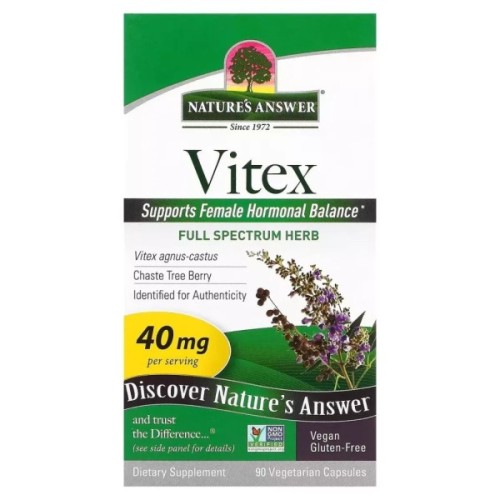 Трави Nature's Answer Вітекс, 40 мг, Vitex, Agnus-Castus Chaste Tree Berry, 90 вегетаріанських кав. (NTA-16354)