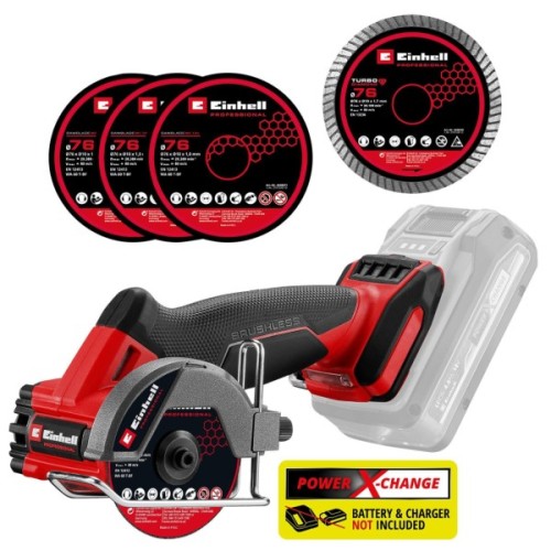 Шліфувальна машина Einhell TP-CO 18/76-C Li BL-Solo, 16мм, 18V, 20000об/хв, 0.67кг (без АКБ та ЗП) (4432000)