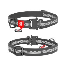 Нашийник для тварин WAUDOG Waterproof з QR металічна пряжка-фастекс Ш 25 мм Д 34-49 см сірий (261011)