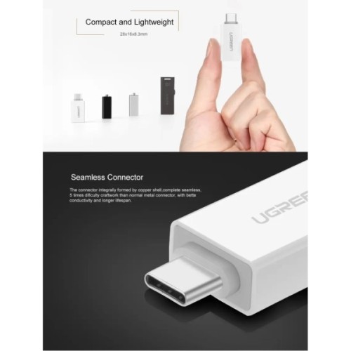 Перехідник OTG USB 3.0 AF to USB-C US173 White Ugreen (30155)