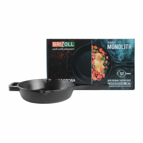 Сковорода Brizoll Monolith чавунна з литою ручкою 240х60 мм (M2460P)