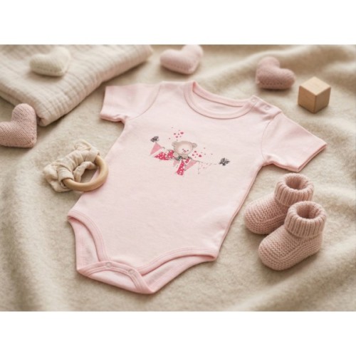 Боді дитяче Bibaby з ведмедиком (56167-68G-pink)