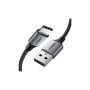 Дата кабель USB 2.0 AM to USB-C 0.25m 3A aluminum braid nickel plating black Ugreen (60124)