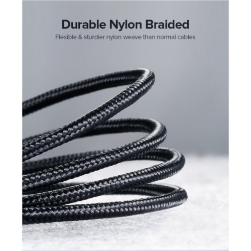 Дата кабель USB 2.0 AM to USB-C 0.25m 3A aluminum braid nickel plating black Ugreen (60124)