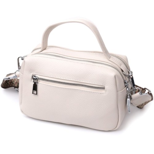 Сумка Vintage Жіноча прямокутна на два відділення з натуральної шкіри Біла (22344)