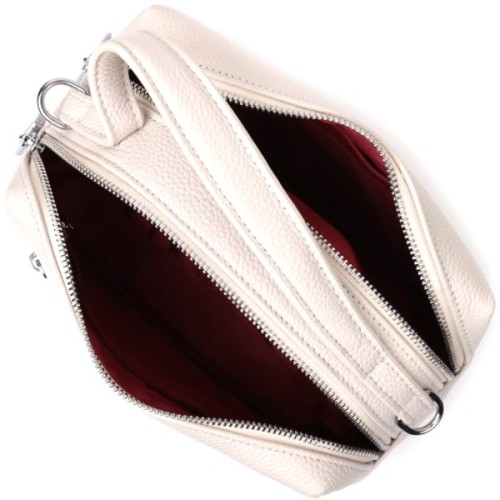 Сумка Vintage Жіноча прямокутна на два відділення з натуральної шкіри Біла (22344)