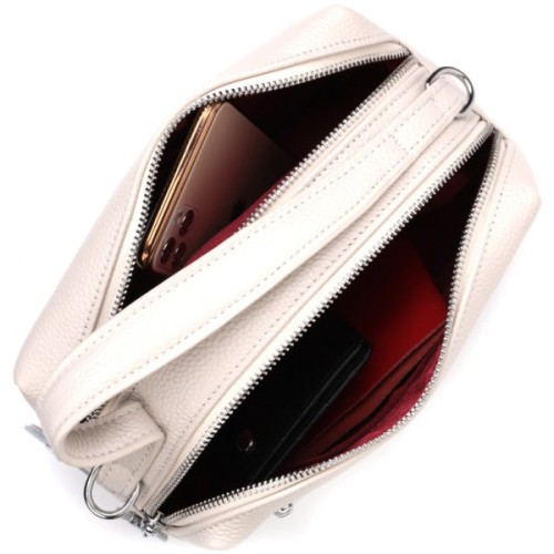 Сумка Vintage Жіноча прямокутна на два відділення з натуральної шкіри Біла (22344)