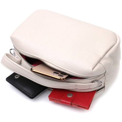 Сумка Vintage Жіноча прямокутна на два відділення з натуральної шкіри Біла (22344)