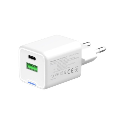 Зарядний пристрій ColorWay GaN Mini 35W PD Port PPS USB (Type-C PD + USB QC4.0) white (CW-CHS055PD-WT)