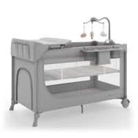 Дитячий манеж Kinderkraft с пеленатором Leody Up Grey (5902533930135)
