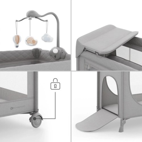 Дитячий манеж Kinderkraft с пеленатором Leody Up Grey (5902533930135)