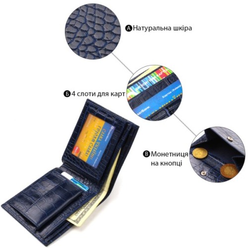 Гаманець Canpellini З натуральної шкіри Синій (21861)