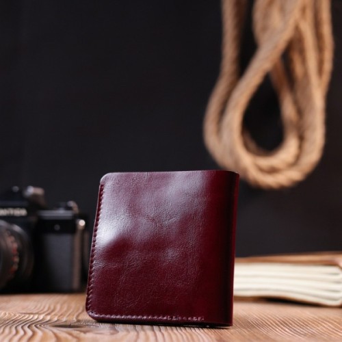 Портмоне Shvigel Шкіряне Вишневе (16609)