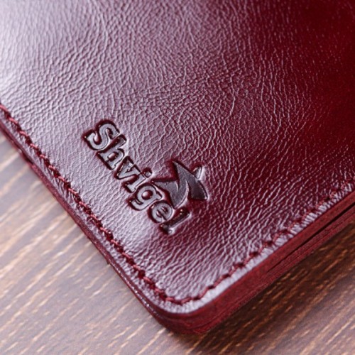 Портмоне Shvigel Шкіряне Вишневе (16609)