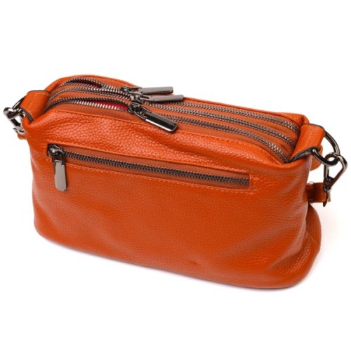 Сумка Vintage На три відділення з натуральної шкіри Руда (22138)