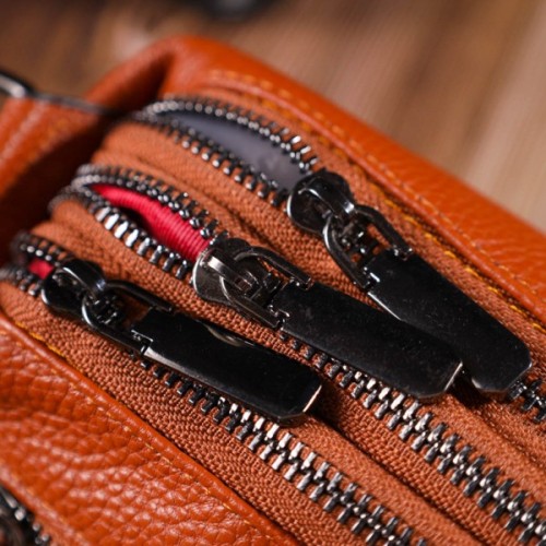 Сумка Vintage На три відділення з натуральної шкіри Руда (22138)