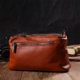Сумка Vintage На три відділення з натуральної шкіри Руда (22138)