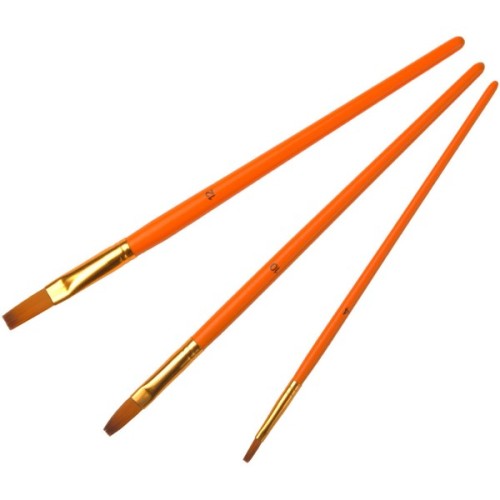 Пензлик для малювання Maxi набір 3 шт синтетичний ворс,пласка (№ 4, 10, 12), коротка ручка (MX60881)