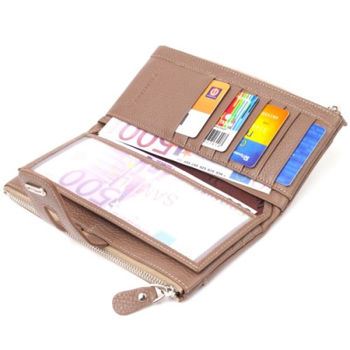 Гаманець Canpellini З натуральної шкіри Бежевий (21634)