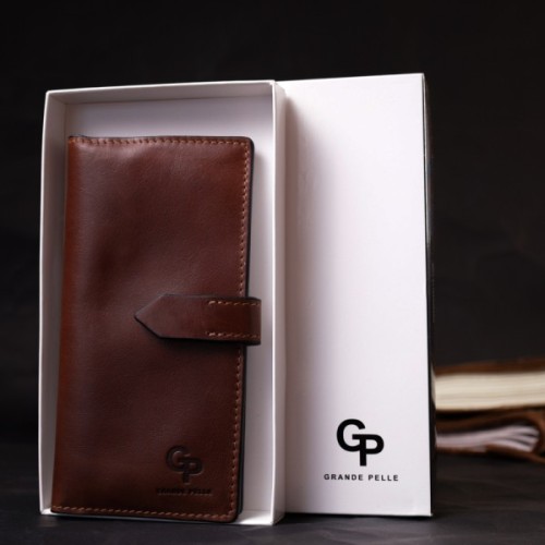 Гаманець Grande Pelle З натуральної шкіри Коричневий (11660)