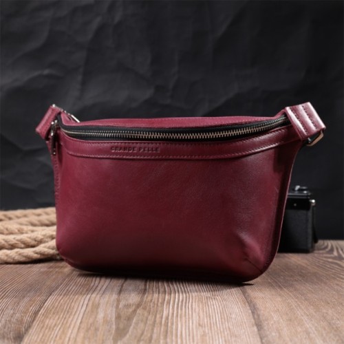 Сумка Grande Pelle Бананка з натуральної шкіри Рожева (22815)