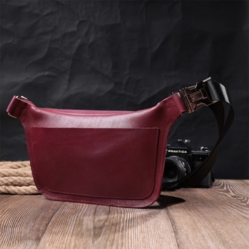 Сумка Grande Pelle Бананка з натуральної шкіри Рожева (22815)