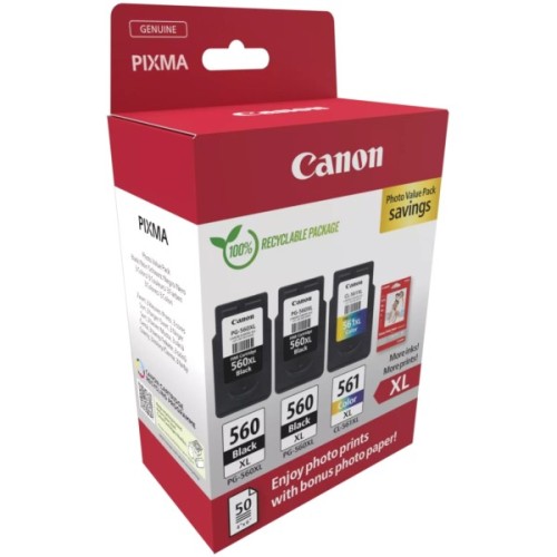 Картридж Canon PG-560/CL-561 XL 2xBK+Color, + Photo Paper, Value Pack (3712C012)