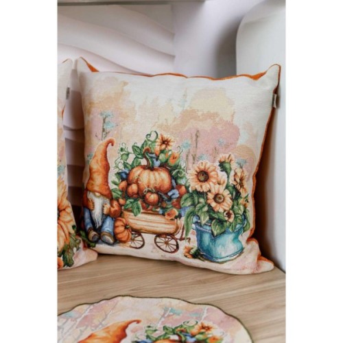 Подушка Прованс гобеленова Гарбузові гноми з возиком 45х45 см (036210)