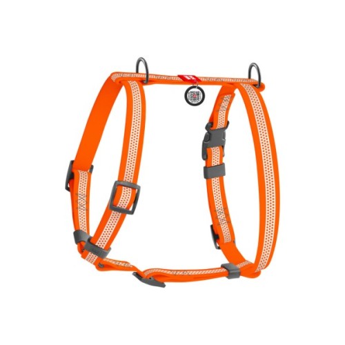 Шлея для собак WAUDOG Waterproof анатомічна Н-подібна з QR-паспортом XL помаранчева (32444)