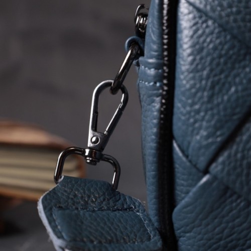 Сумка Vintage Шкіряна з плетінням Синя (22408)