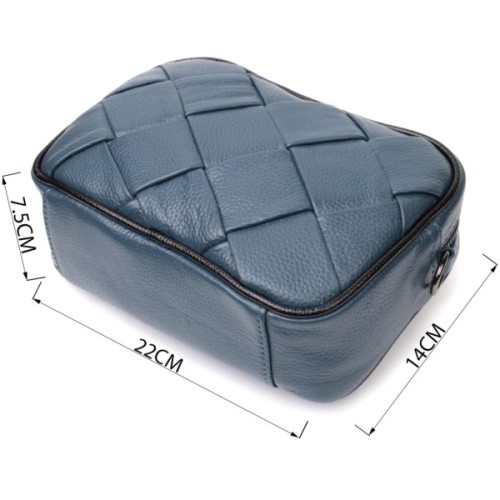 Сумка Vintage Шкіряна з плетінням Синя (22408)