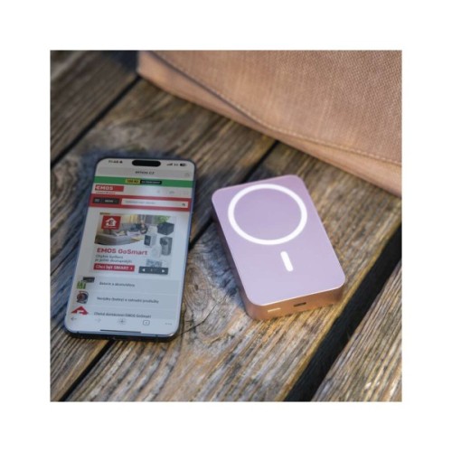 Батарея універсальна EMOS 10000mAh WI1046, 20W, Wireless, salmon (B0551S)