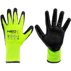 Захисні рукавиці Neo Tools утеплені, латексне покриття, поліестер, р.9, зелено чорні (97-613-9)