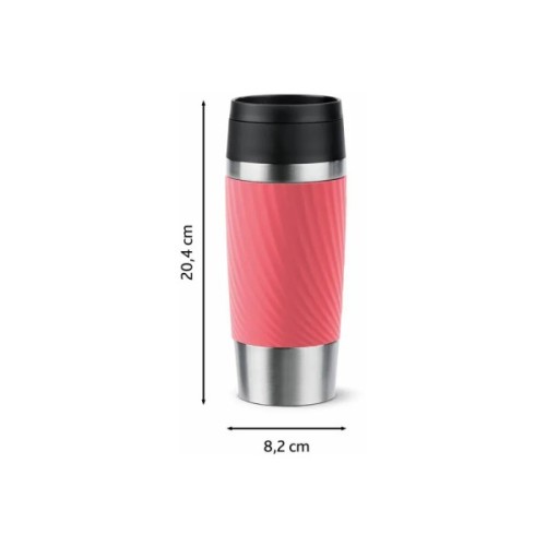 Термокружка Tefal Travel Mug Classic Twist, 360мл, нержавіюча сталь, кораловий (N2024410)
