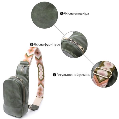 Сумка Vintage Через плече з екошкіри Зелена (22791)