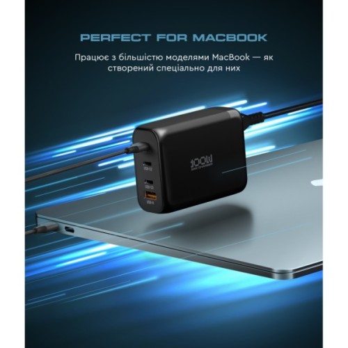 Зарядний пристрій Armorstandart ARP-131 Resolute Power USB-C 100W GaN Black (ARM70024)