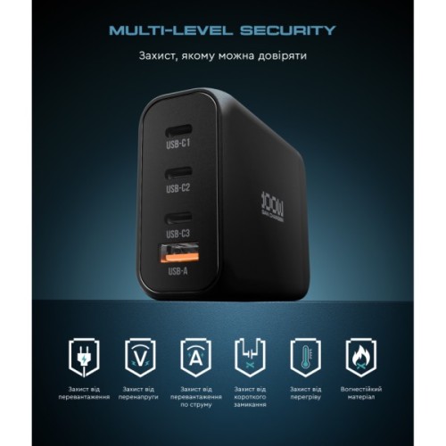 Зарядний пристрій Armorstandart ARP-131 Resolute Power USB-C 100W GaN Black (ARM70024)