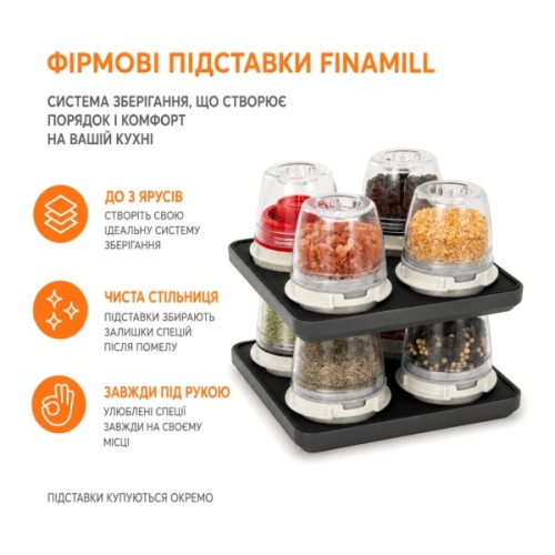 Млинок для спецій FinaMill акумуляторний 2 змінних пода сталевий (GP813437-111BGY)