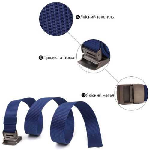Ремінь Vintage З металевою пряжкою з текстилю Синій (20596)