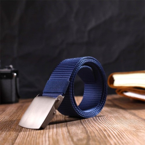 Ремінь Vintage З металевою пряжкою з текстилю Синій (20596)