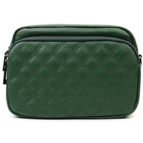 Сумка Vintage Жіноча прошита ромбами на лицьовій стороні з натуральної шкіри Зелена (22635)