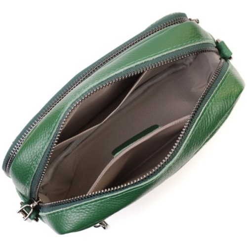 Сумка Vintage Жіноча прошита ромбами на лицьовій стороні з натуральної шкіри Зелена (22635)